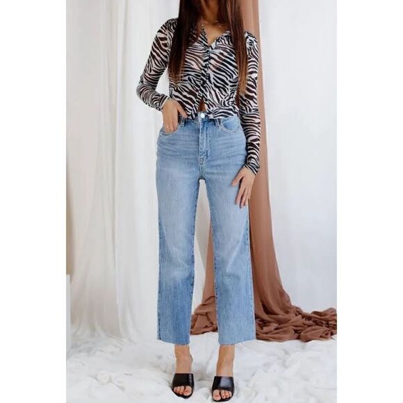 Blanknyc The Baxter Ribcage Straight Leg Jeans Blue Wash Size 28 - Picture 1 of 11